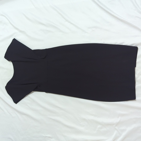 Express Cap Sleeve V Back Sheath Dress, Color Black Size SP - Picture 3 of 15